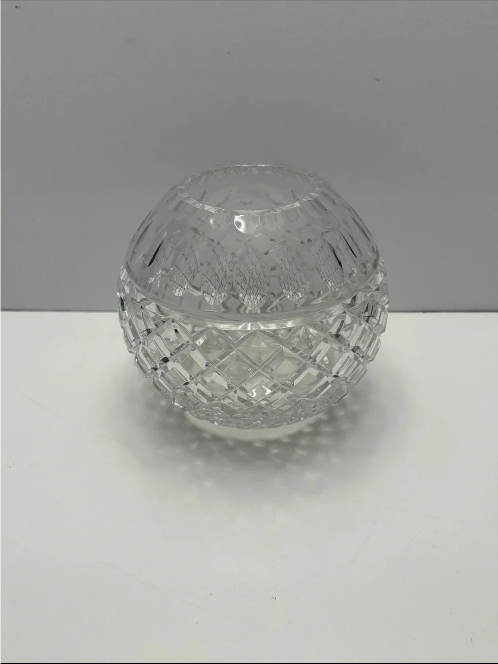 vintage cut-crystal globe rose bowl/ vase
